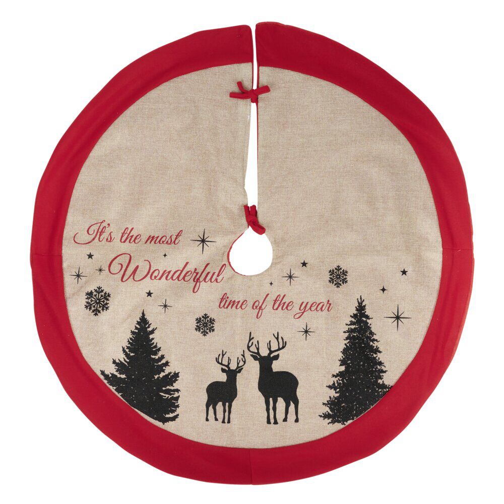 Tour de sapin en jute motif de No&euml;l