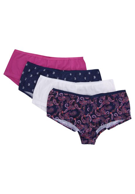 Womens 4pk Navy Paisley Shorts Briefs