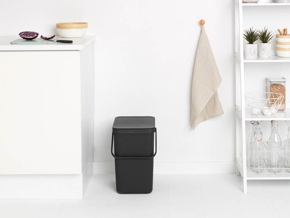 SØPPELBØTTE BRABANTIA SORT&GO GRÅ 25L