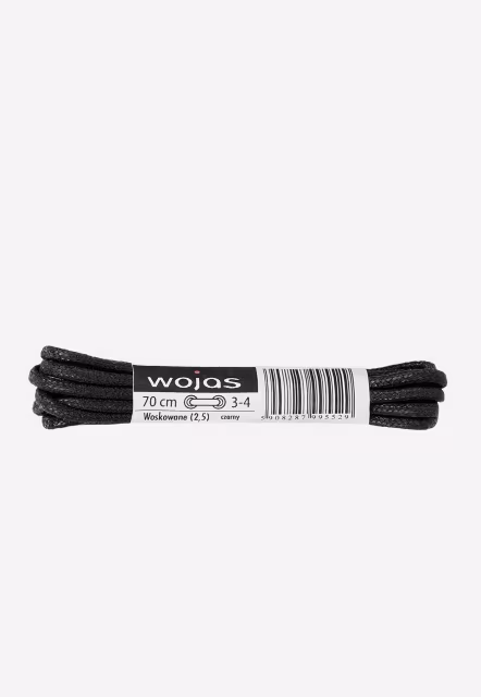 Czarne woskowane sznurowadła okrągłe 70 cm