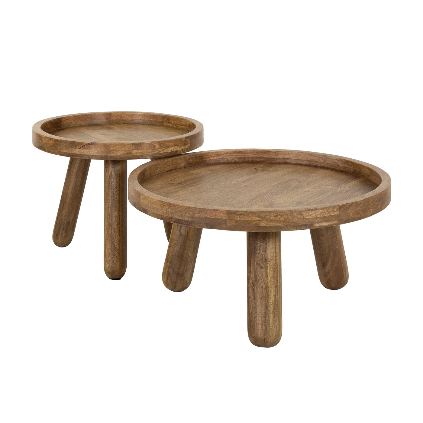 Giga Meubel Salontafel Tripod - Naturel Hout - Set van 2 - 80x80x40cm