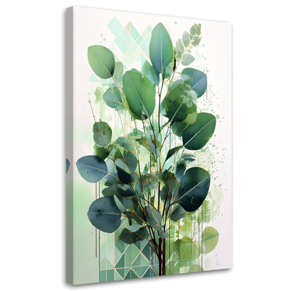 Feeby Obraz nowoczesny, Liście Zielone Geometryczne 40x60