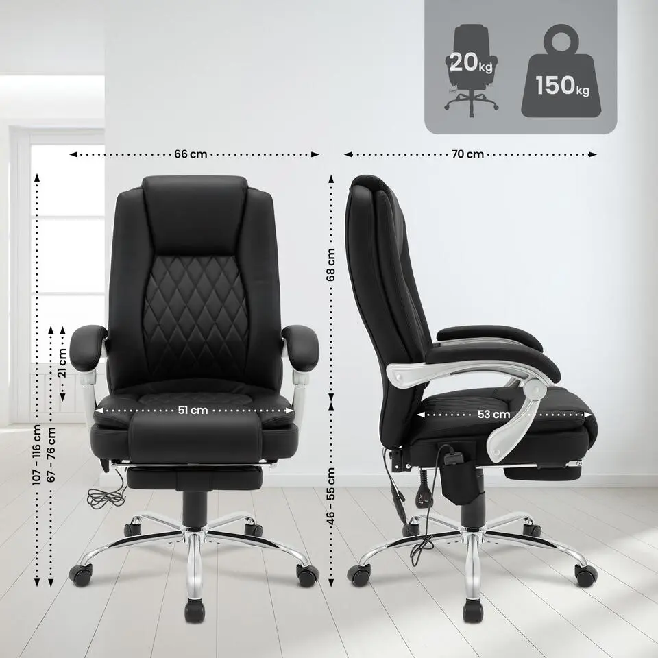 CLP Bureaustoel Rubia chroom Frame - Kunstleer - zwart