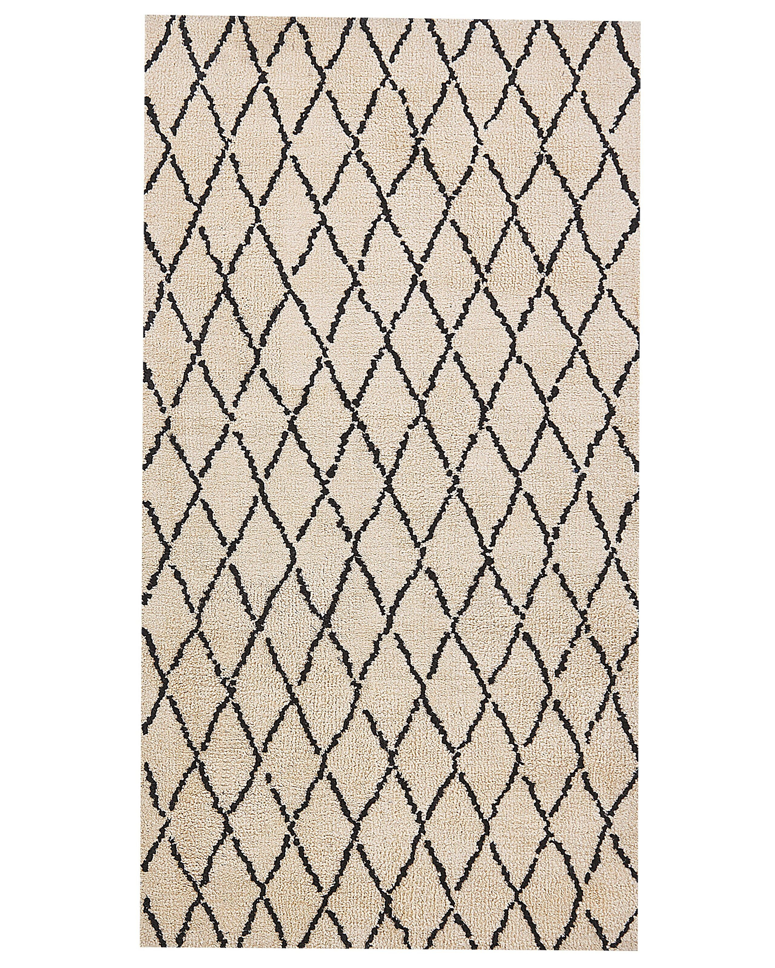 Dywan 80x150 cm w romby beżowo-czarny