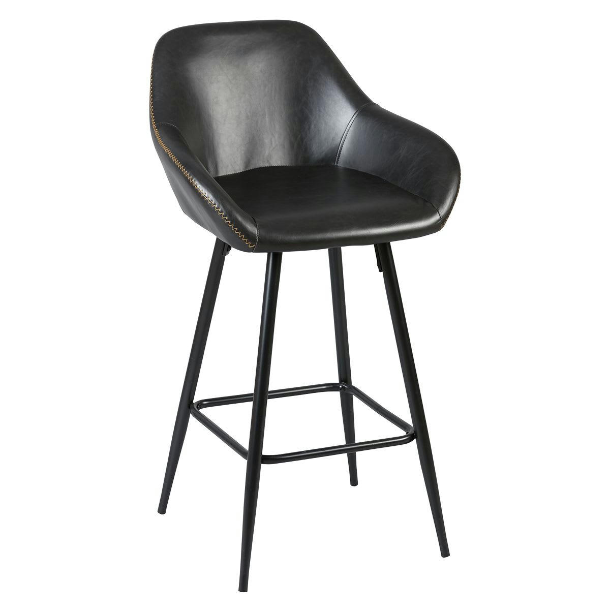 THOME - Lot  de 2 tabourets de bar simili noir