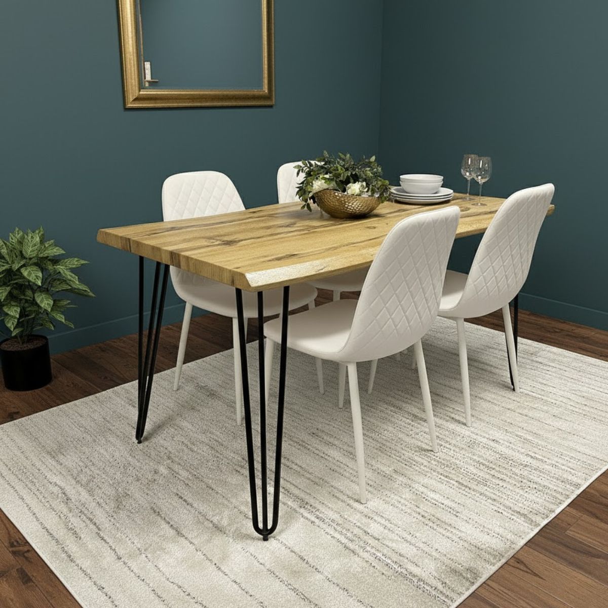 KOSY KOALA Dining Table Set With 4 Cream Chairs Home Kitchen Furniture