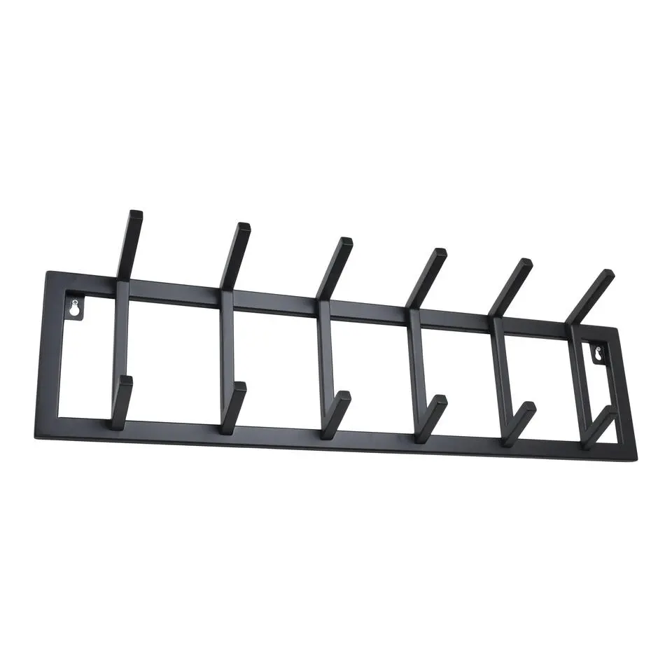 LOFT42 Kapstok Jaimy Single - Zwart �?Metaal �?6 dubbele haken - 80x24x12