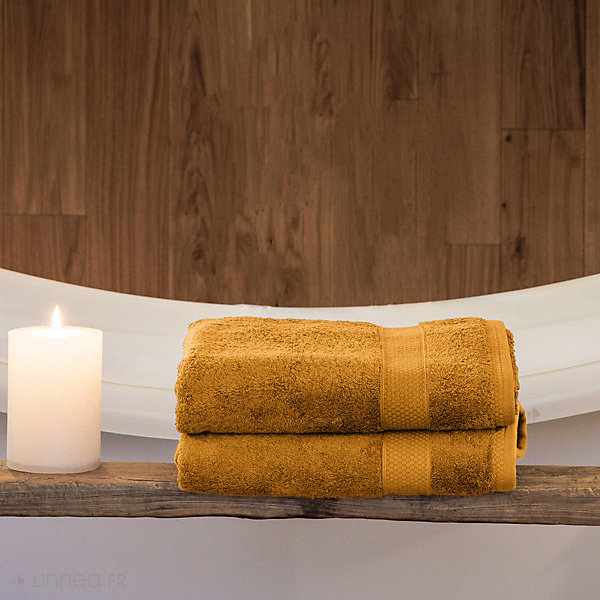 Drap de douche coton 550g/m2 70x130 cm NAÏA jaune Curry