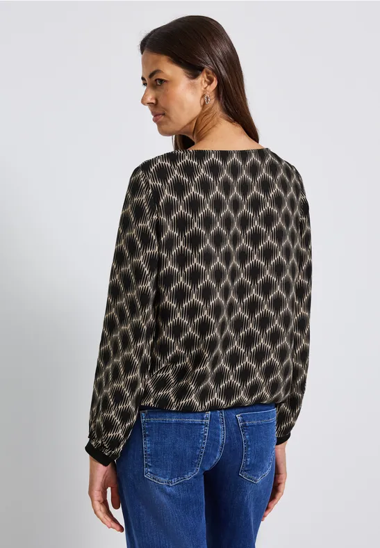 Print-Bluse mit Elastiksaum