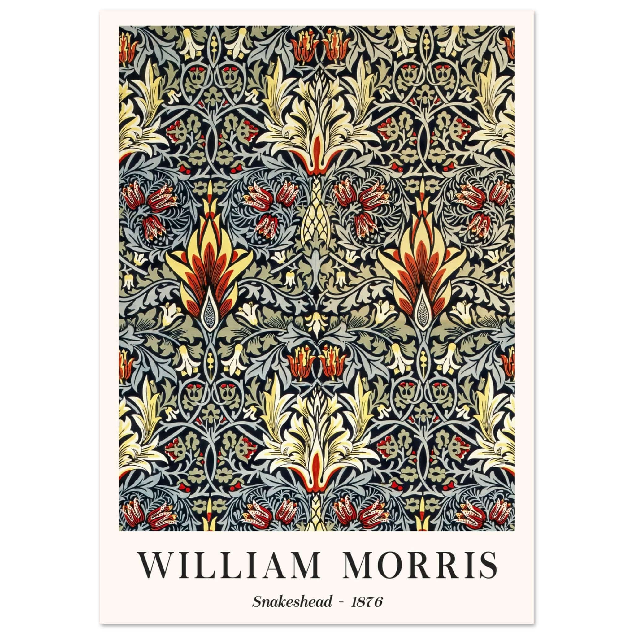 Artfulprints Poster William Morris - Snakeshead 1876  - A4 21x29.7 cm - Blauw