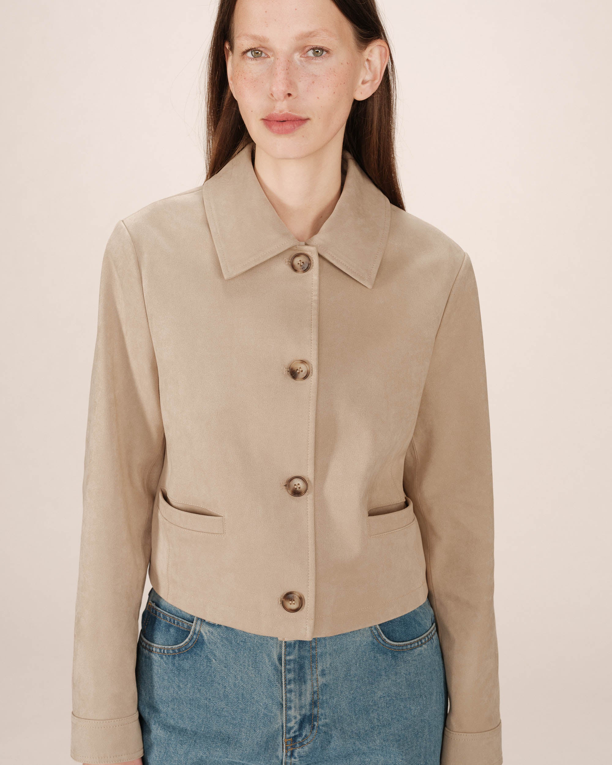 Veste en suedine greige Sullivan