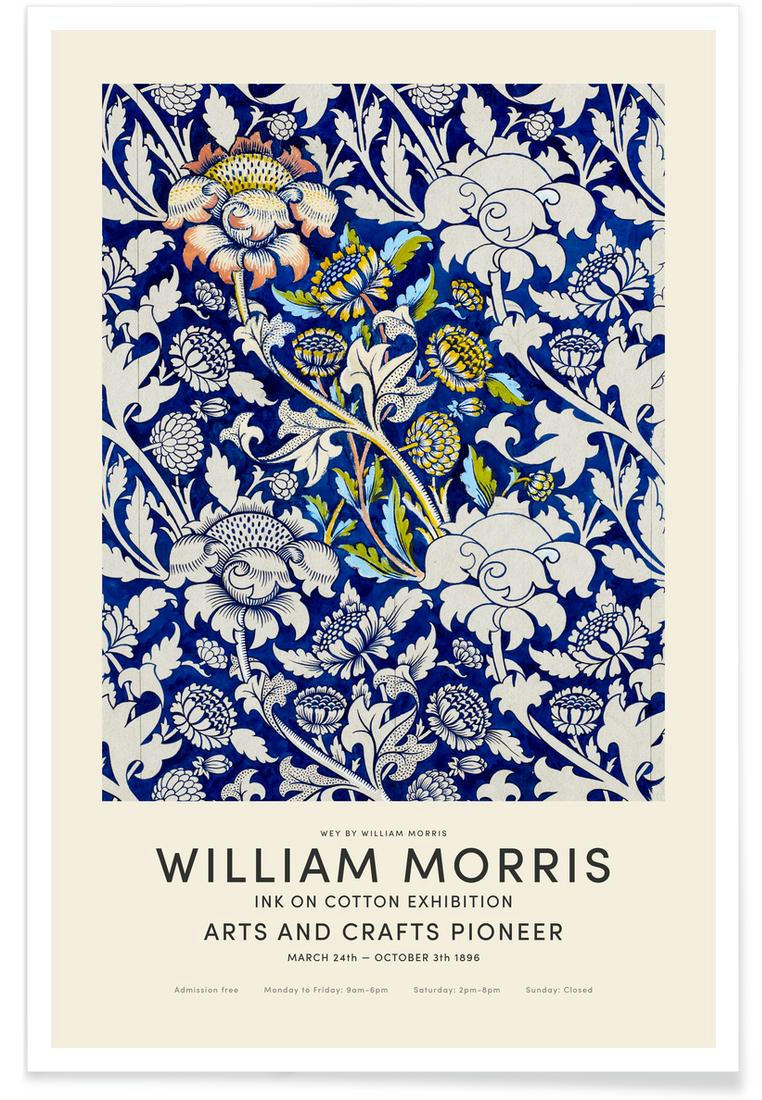 WILLIAM MORRIS - WEY EXHIBITION - Affiche blanc ivoire & bleu