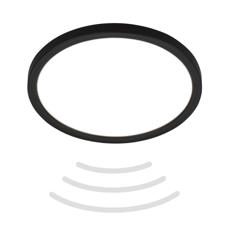 Plafonnier LED noir avec détecteur de mouvement IP44 blanc neutre 1900 lm 16 W BRILONER