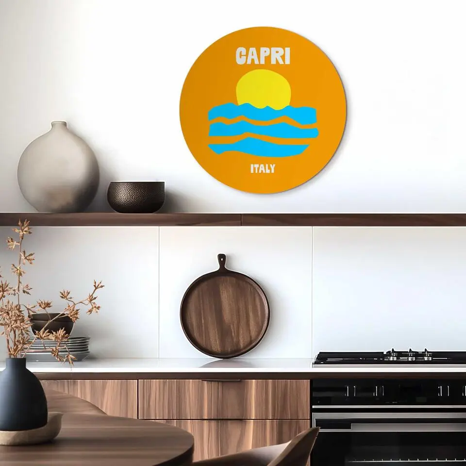 Glasschilderij Capri - &Oslash; 50 - Oranje