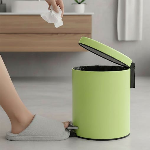 SOGA 4X Stainless Steel Foot Pedal Bin Round Green 7L