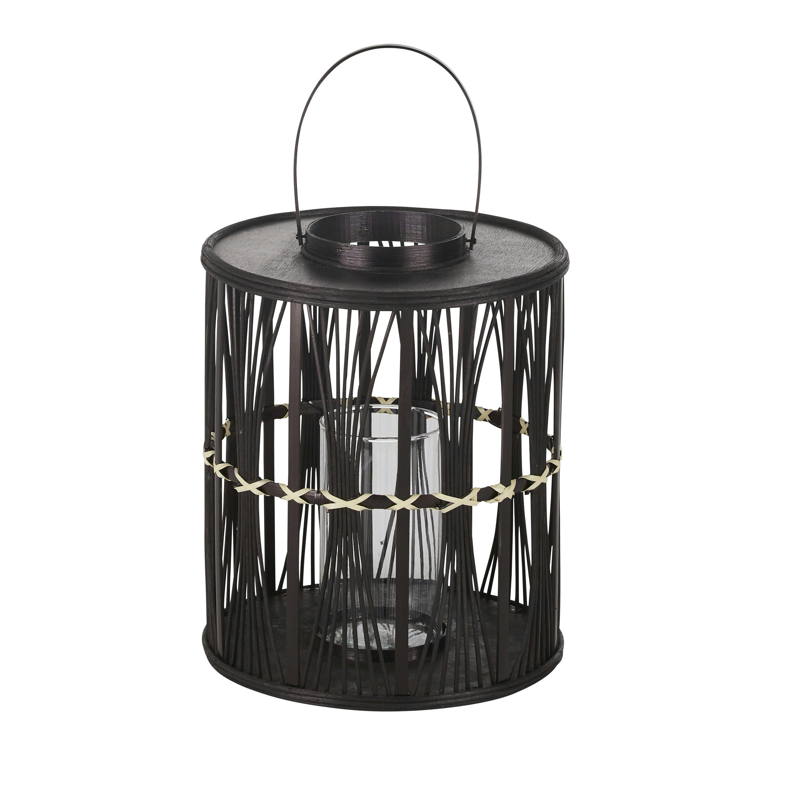NOYA - Lanterne en bambou noir avec anse