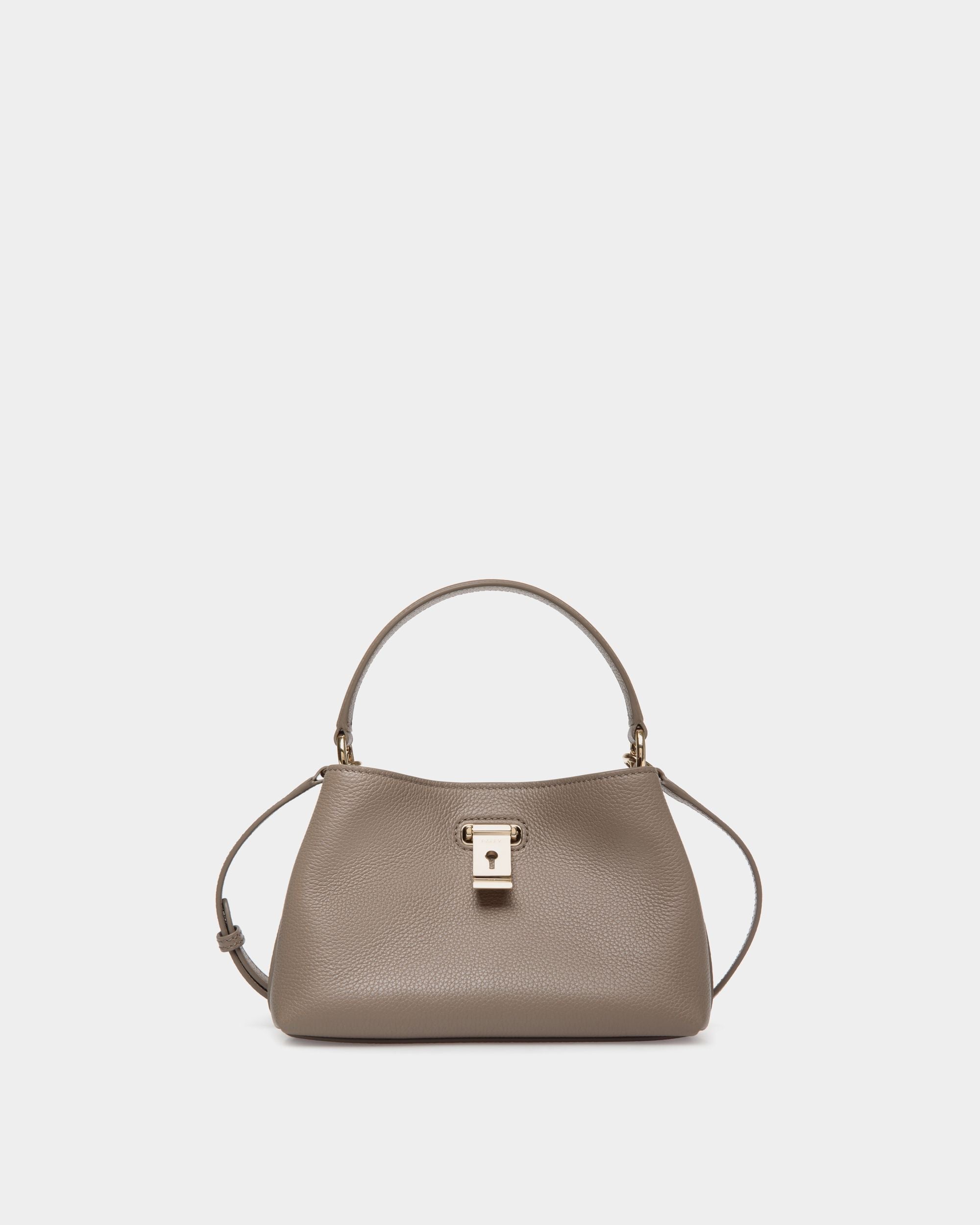 Lock Me Minitasche Aus Genarbtem Leder In Taupe