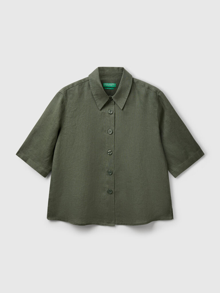 Short shirt in pure linen