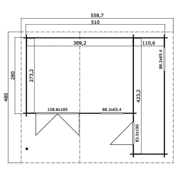 Gartenhaus »Little Rock«, BxHxT: 558,7 x 245,1 x 480 cm (Außenmaß inkl. Dachüberstand), carbongrau