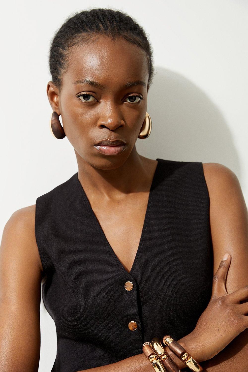 KarenMillen Viscose Blend Knit Waistcoat
