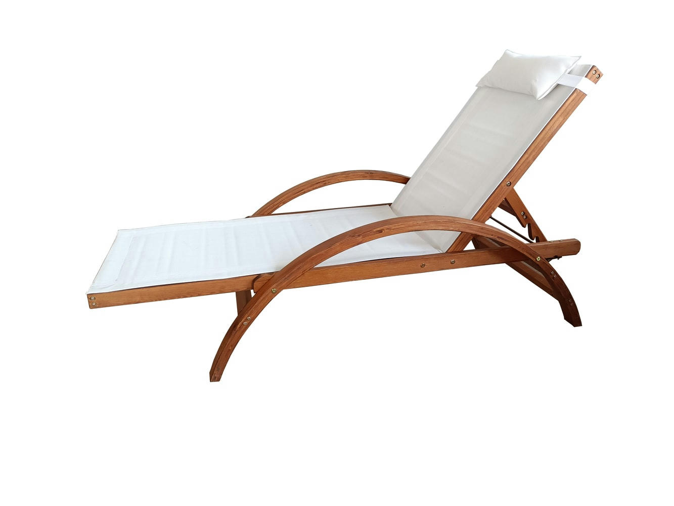 NAARI - Transat en bois et textilène blanc