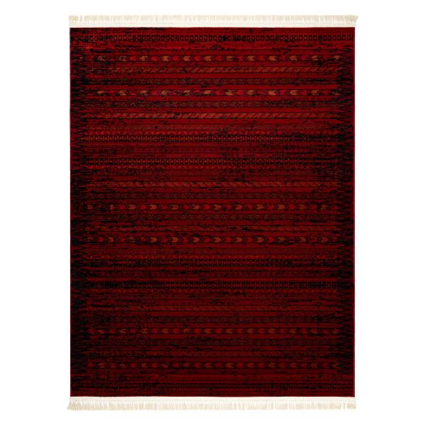 Dywan ORIENT 5820 bordo / czarny Orientalny, pasy z frędzlami100x200 cm
