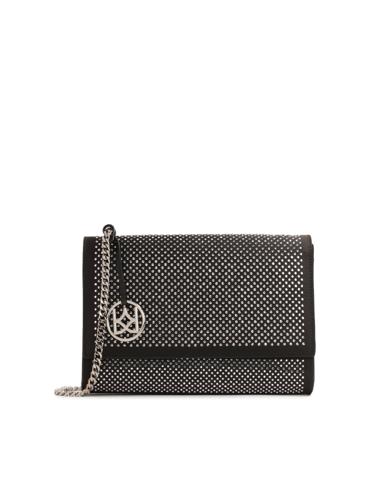 Chain handbag with sparkling crystals