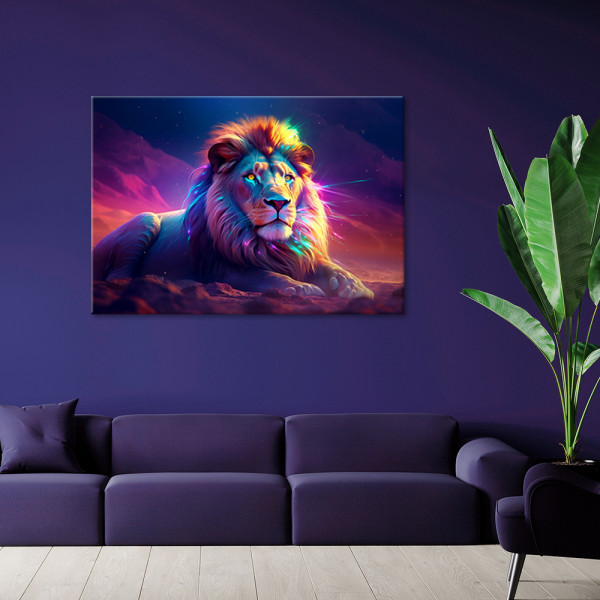Feeby Obraz na płótnie, Neon Lew Afryka 60x40