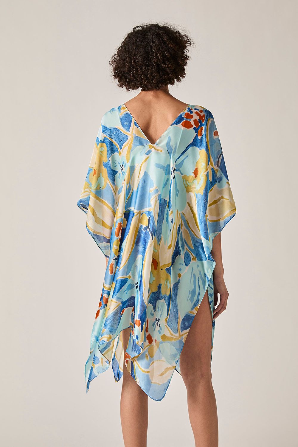 James Lakeland Blue Abstract Floral Kaftan