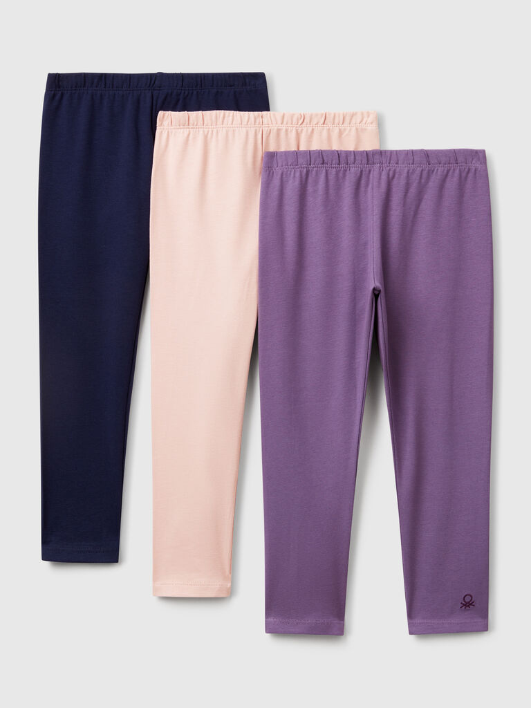 Three leggings in stretch cotton