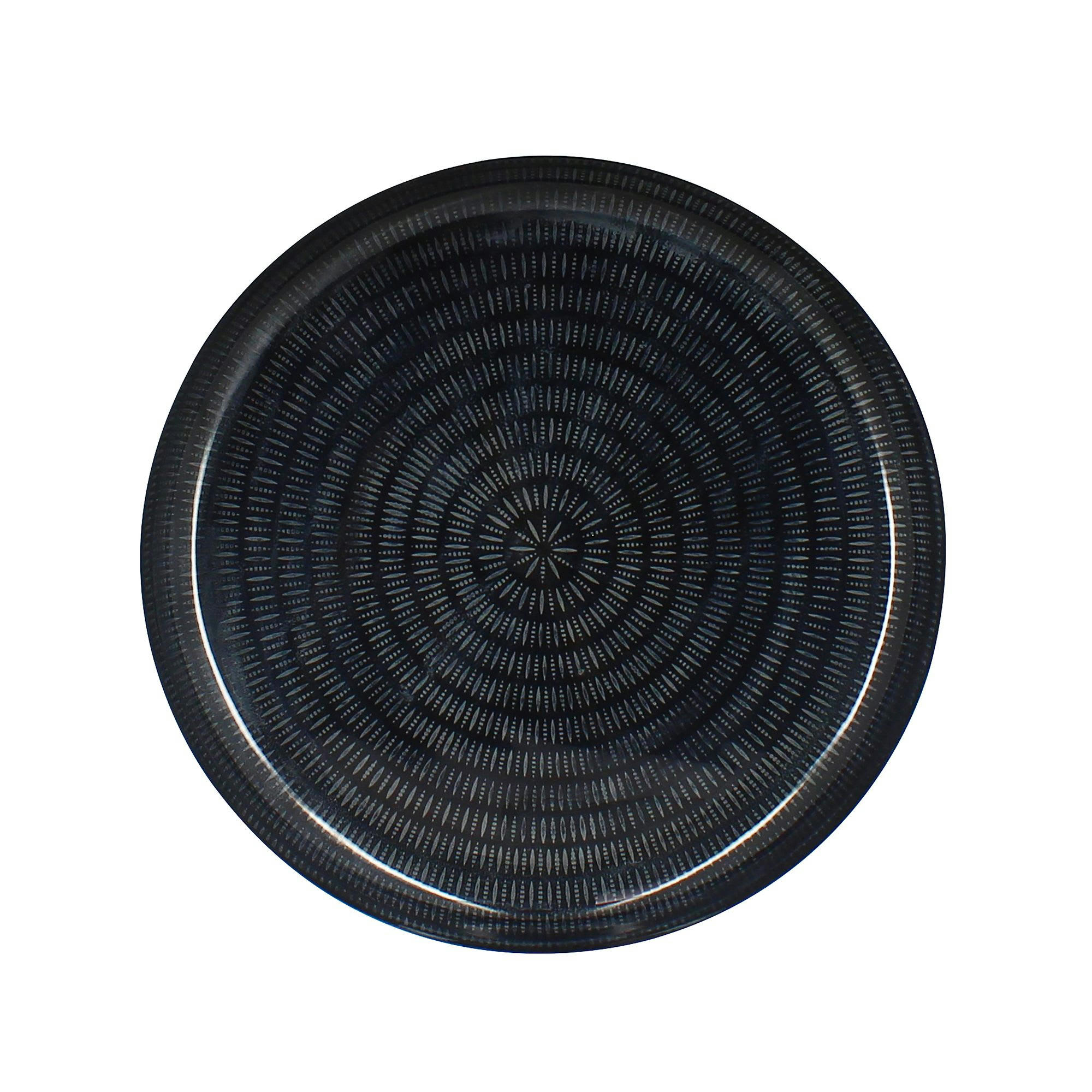 ROBY - Plateau rond en métal émaillé bleu Ø30cm