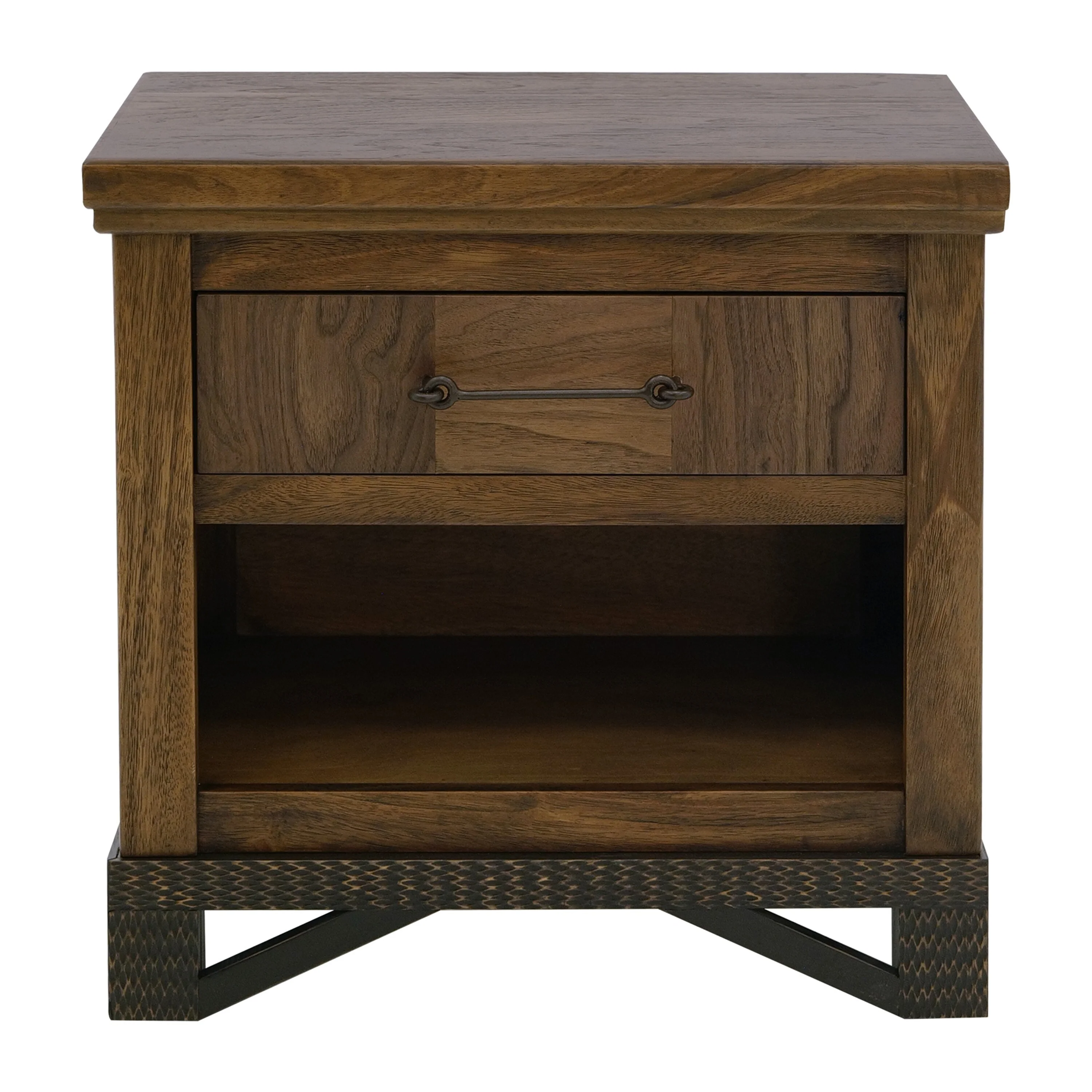 Ally Nightstand, 1 Drawer and Bottom Shelf, Walnut Brown Parota Wood