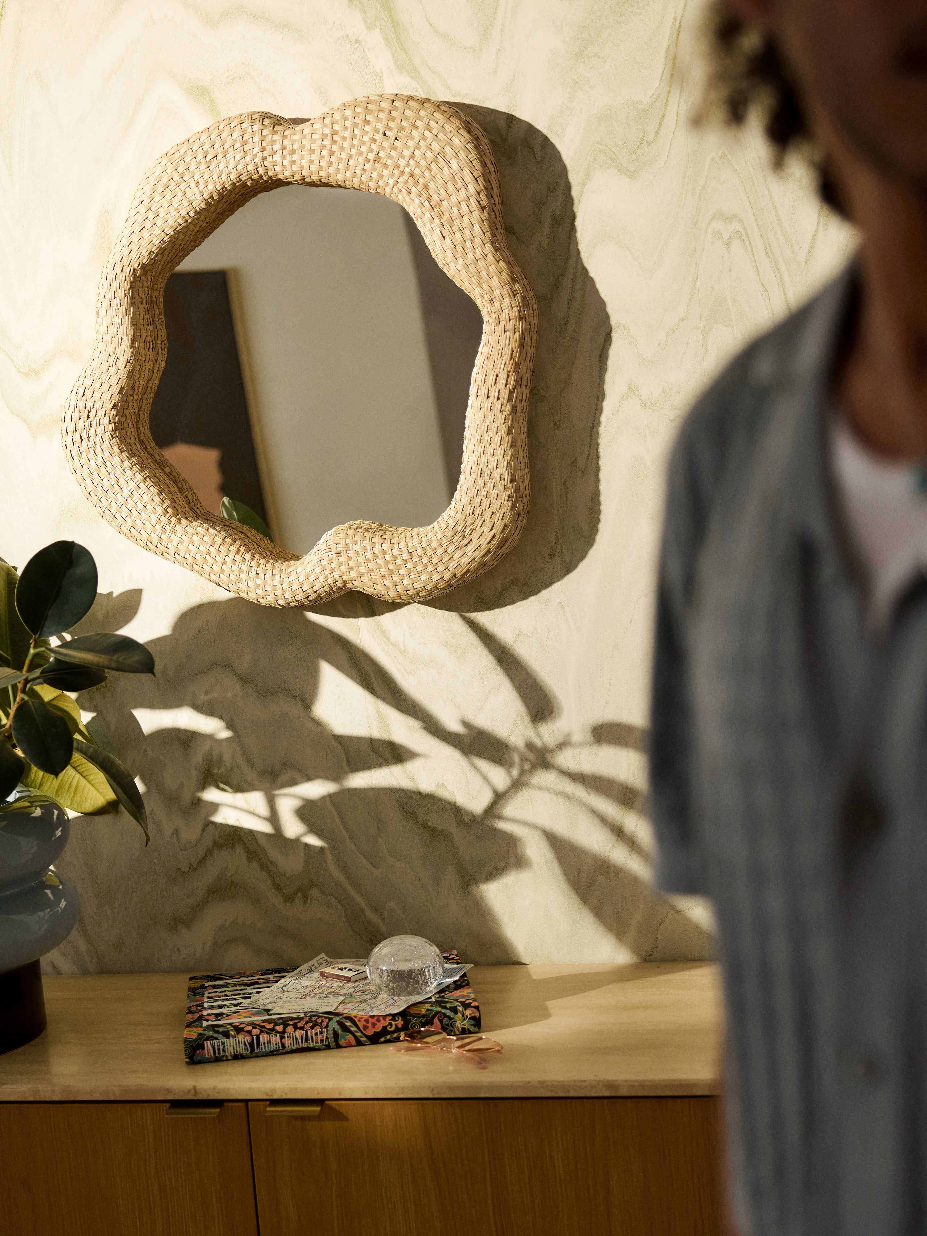 Wandspiegel Nuzana aus Rattan