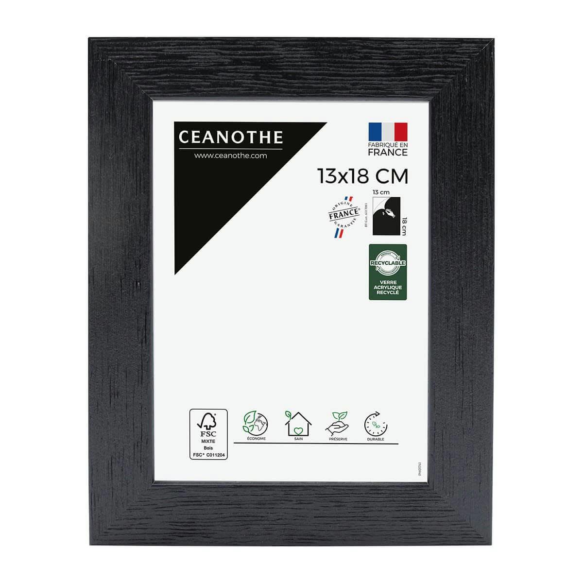 KARMA - Cadre photo noir 13x18 cm bois reconstitué fsc