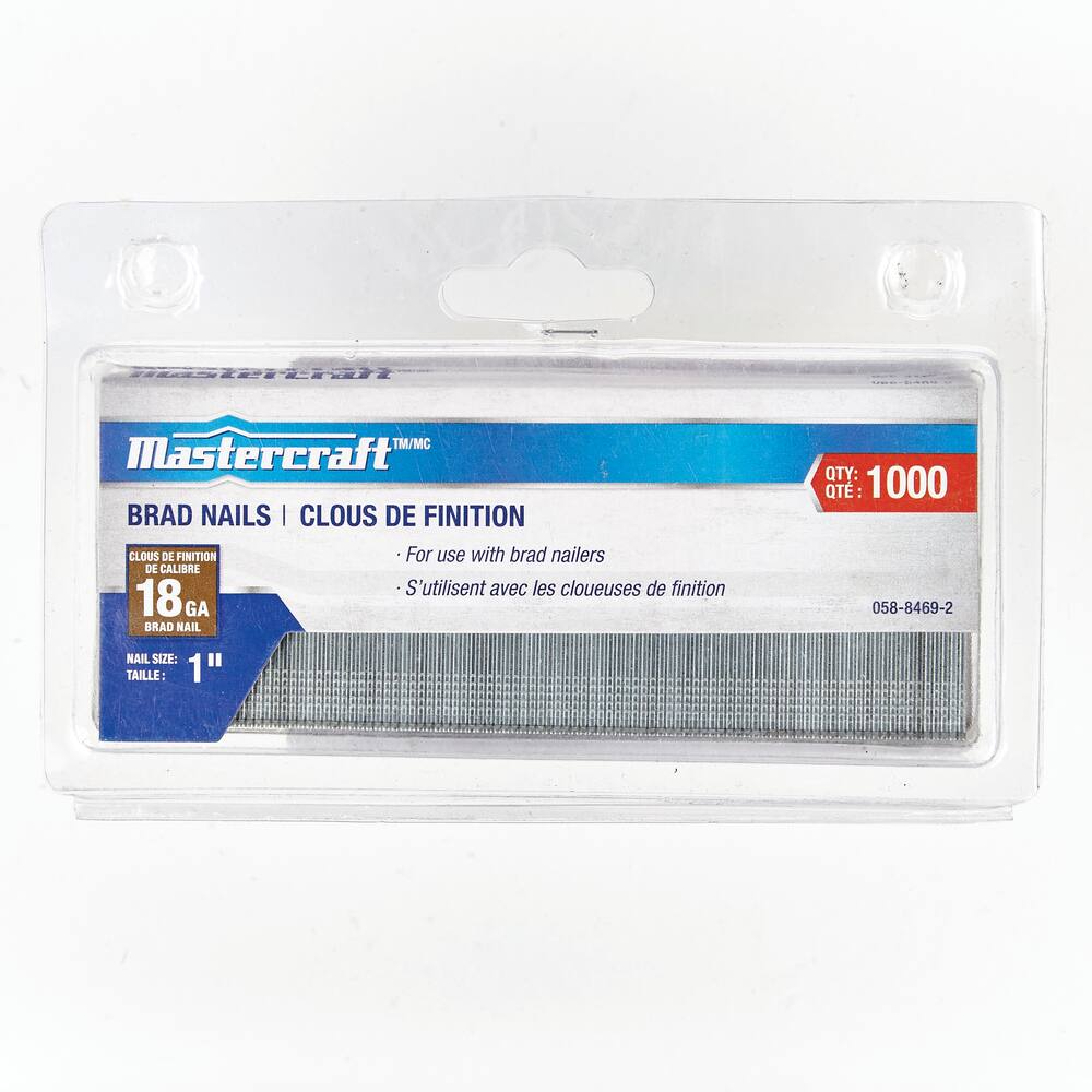 Mastercraft 18-Gauge Galvanized Steel Brad Nails, 1-in, 1000-pc