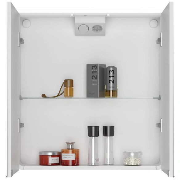 Spiegelschrank, 2-türig, LED, BxH: 63 x 66 cm