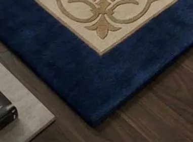 Navy Blue Rug, Traditional Area Rug, Elegant Floral Wool Carpet, Luxury Living Room Rug, Beige Blue Bedroom Rug, Custom Size