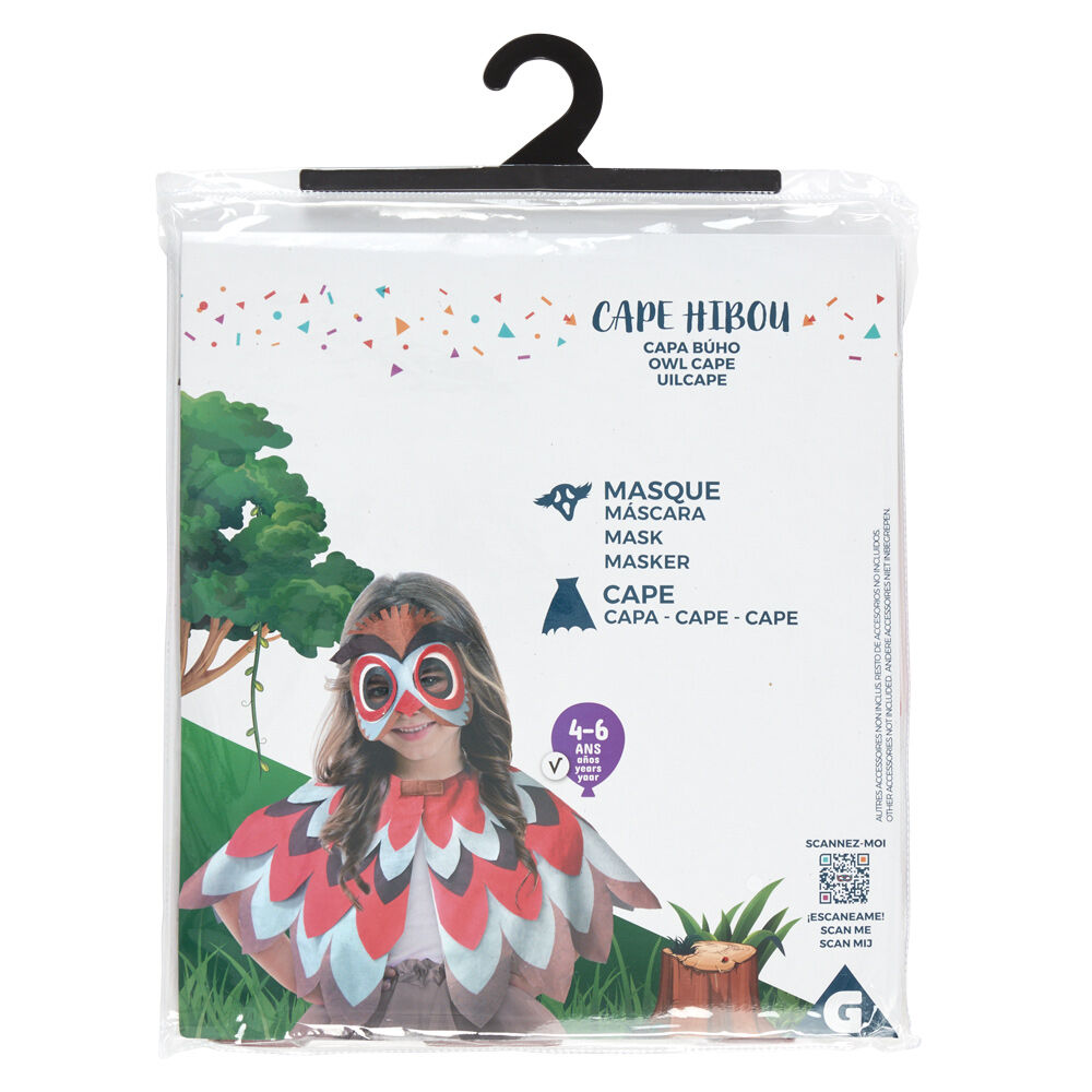 Déguisement enfant Hibou masque et cape 4/6 ans