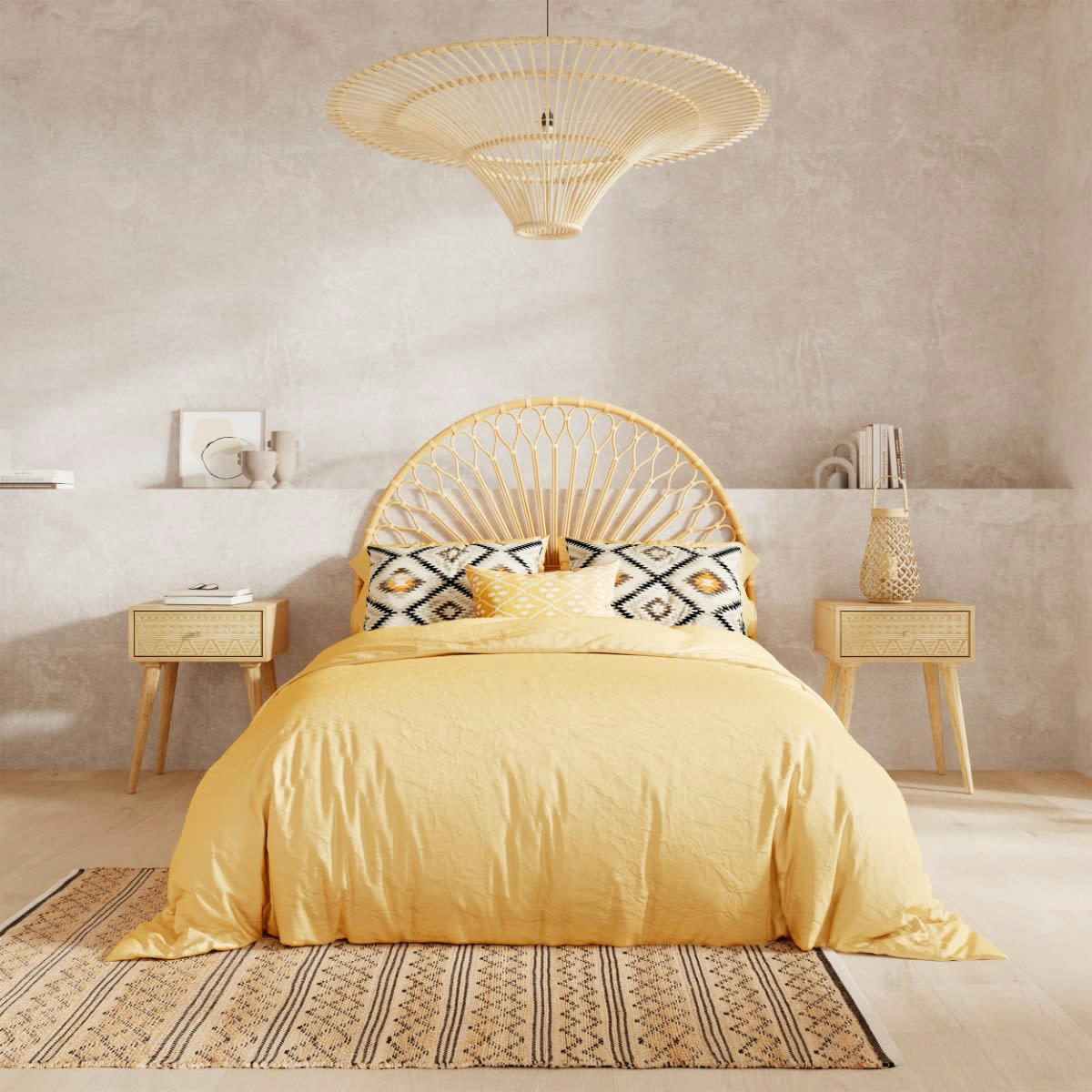 GARCIA - Tapis en jute rayé avec forme géométrique 180x120 cm