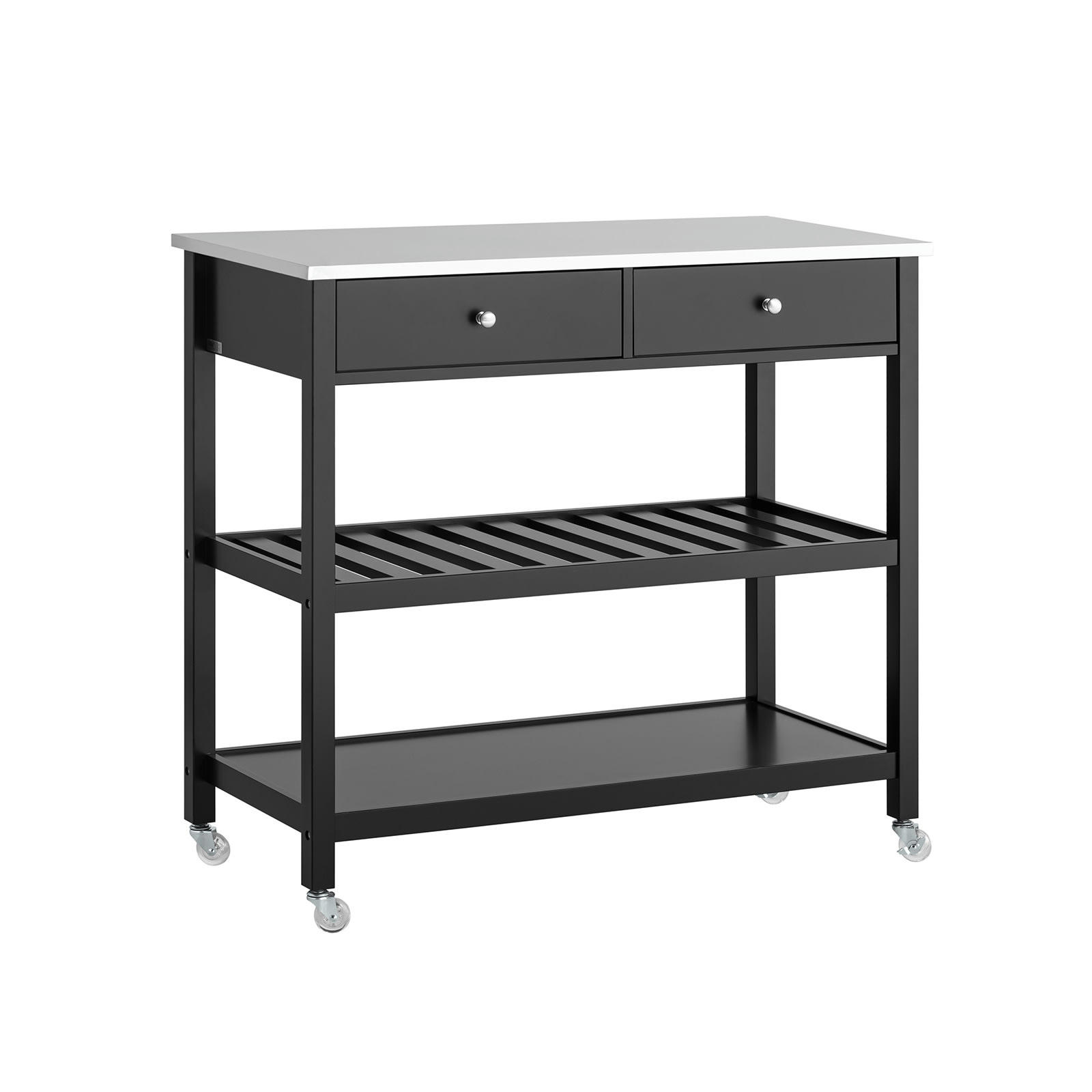 - Desserte roulantede cuisine 2 étages effect bois noir