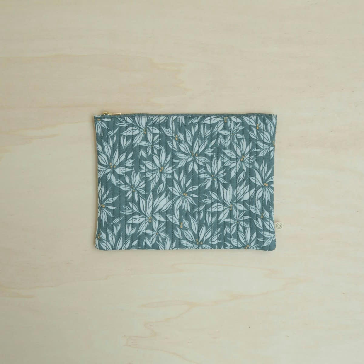 LA CABANE - Pochette en coton imprimé  feuille bleue