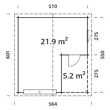 Garage simple Roger bois naturel avec porte sectionnelle et abri Palmako 35,4 m²