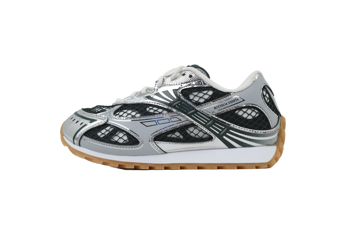 BOTTEGA VENETA Orbit Sneakers Dark Green Silver