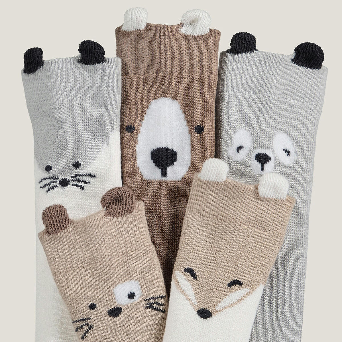 Lot de 5 paires de chaussettes, motif animalier