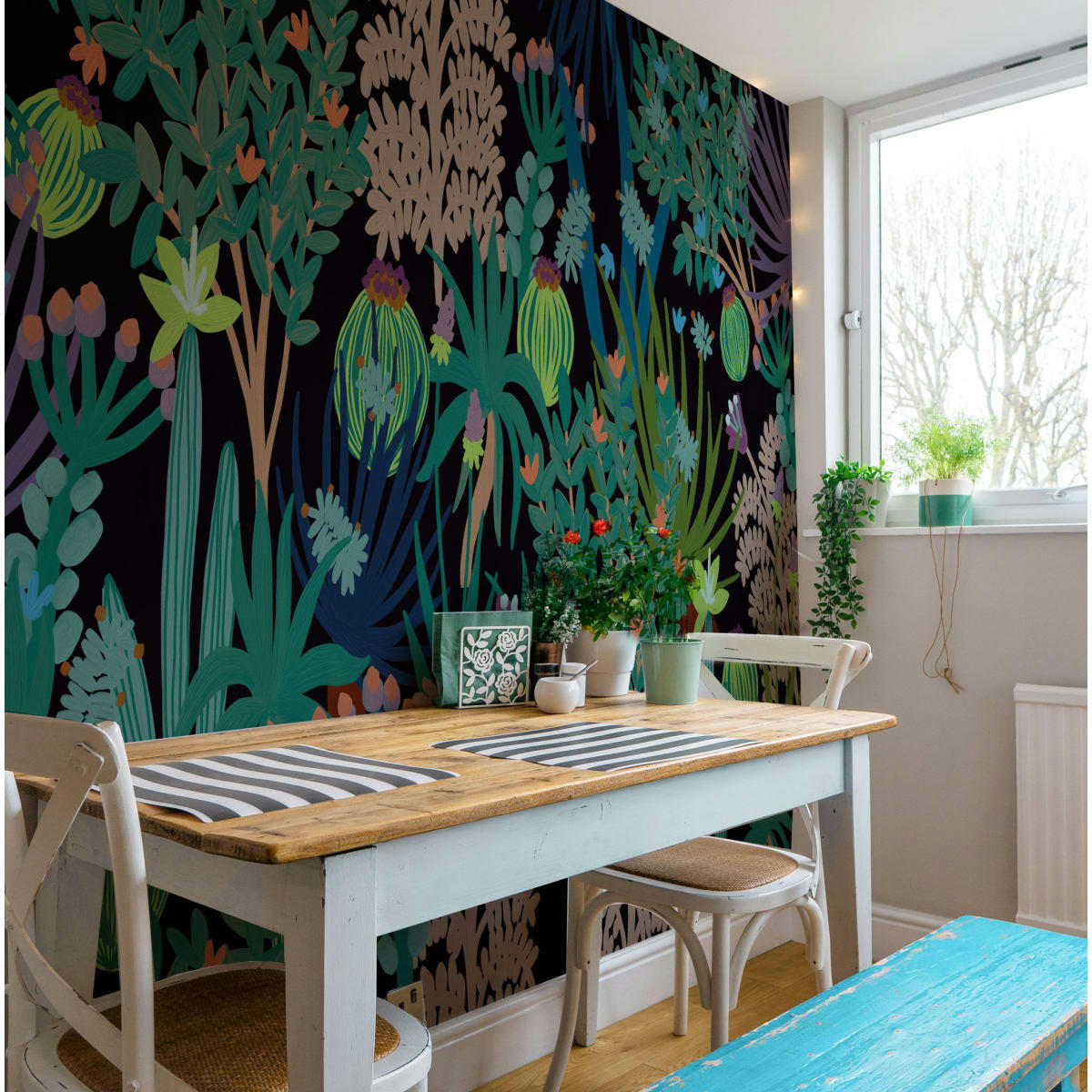 - Papier peint panoramique jungle cactus 150 x 250 cm