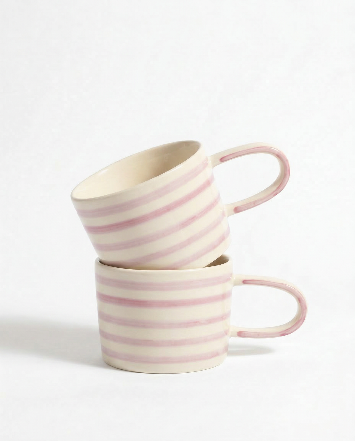 vtwonen - Mokken - Lila - Strepen - Set van 2 - Keramiek - 350ml