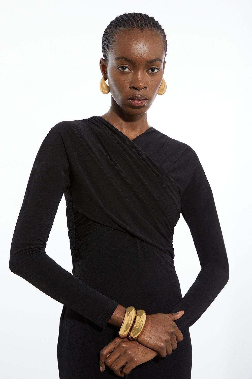 KarenMillen Ruched Jersey Crepe Maxi Dress