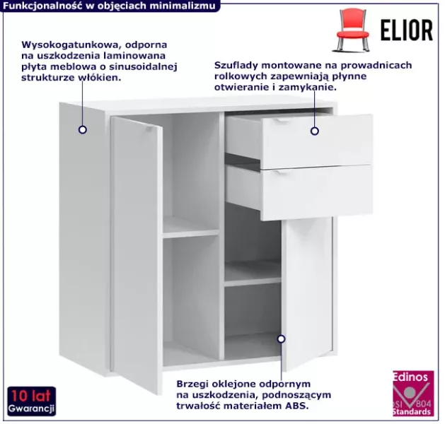 Komoda z 2 szufladami i drzwiczkami - Zelo