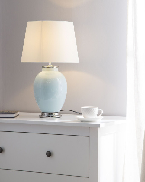 Lampka nocna stołowa ceramiczna błękitna