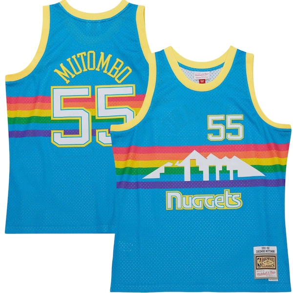 Dikembe Mutombo Denver Nuggets  Hardwood Classics 1991/92 Tropical Swingman Jersey - Blue